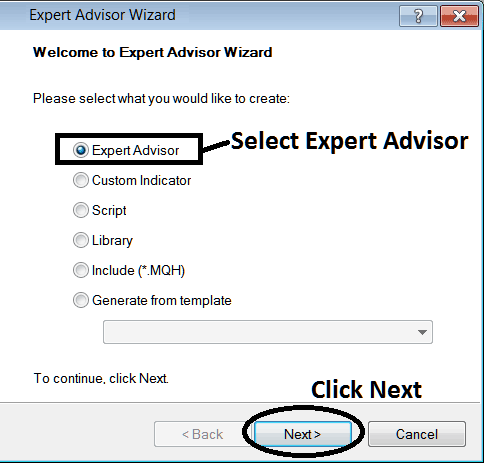 Window for Adding New Automated Indices Expert Advisor on MT5