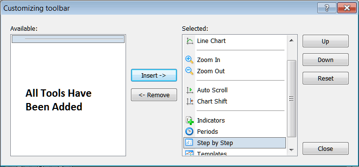 How Do I Customize and Add Buttons to the MT4 Charts Toolbar?