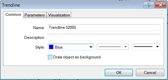 Indices Trend Line Editing Window for Editing Trendline Properties