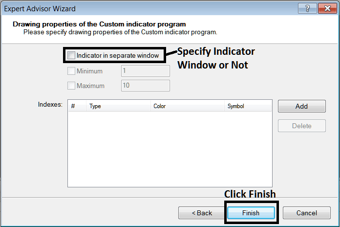 Custom Indicator Properties Setting - Stock Index Trading Add Custom Technical Indicator?