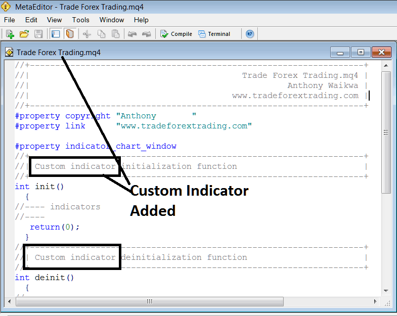 Adding Custom Indicator on MT4 MetaEditor Programming Environment - Indices Trading Add Custom Indicator to MT4 Chart Example Explained - Indices Trading Add a Custom Indicator?