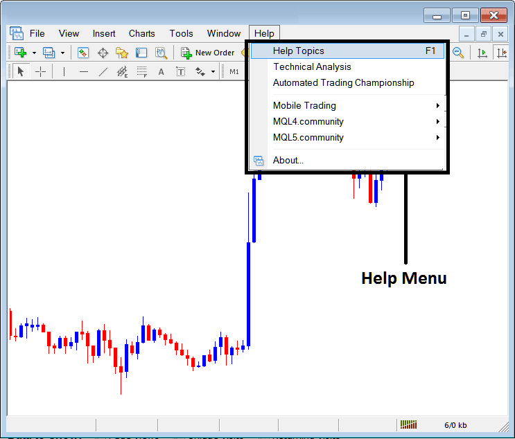 Help Button Menu on MT5 Platform - How to Stock Indices Trade with MT5 Stock Indices Trading Software Lesson Guide