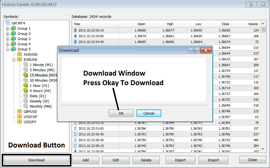 How Do I Download Indices Price Data on MT5 History Center? - Index Platform MT5 History Center on Tools Menu in MT5