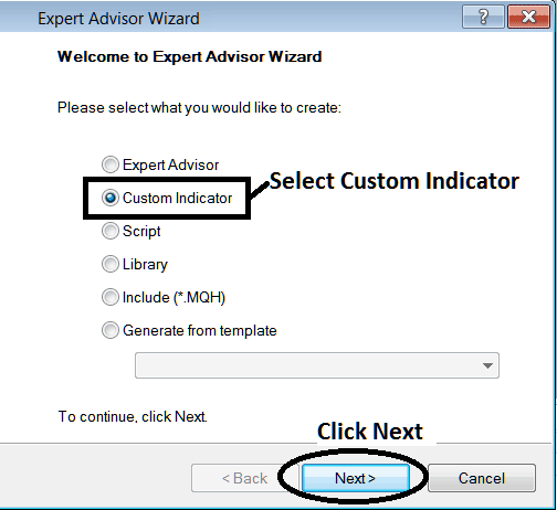 MT5 Window for Adding Custom Indicator - Adding Custom Stock Index Indicators in MetaTrader 5 Editor