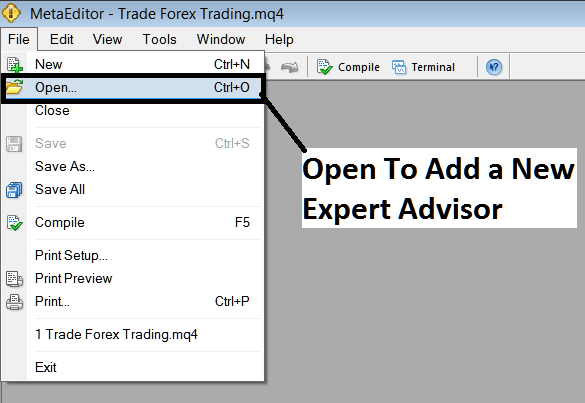 Open and Add New Downloaded Automated Indices Expert Advisor to MT5