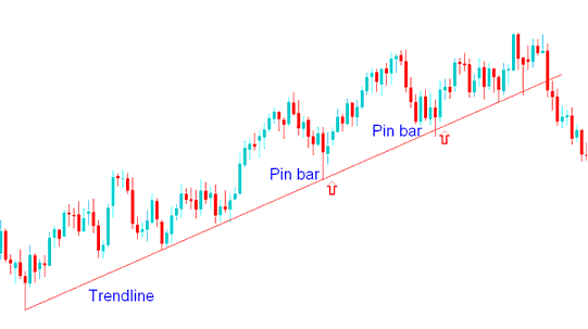Pin Bar Action Combined with Indices Trend lines - Pin Bar Index Price Action Trading Method and Pin Bar Reversal Index Trading Signals Technical Analysis