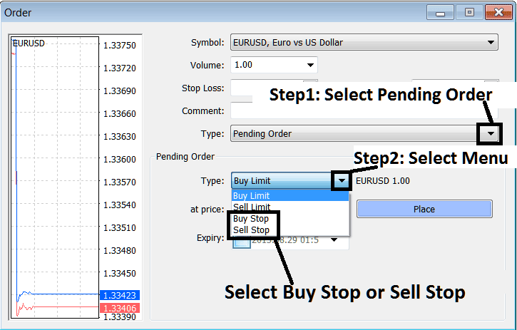 Indices Trading Open a Sell Order on MetaTrader 4? - Indices Trading Open a Sell Stop Indices Order on MetaTrader 4 - Indices Trade a Sell Stop Indices Order in MetaTrader 4?